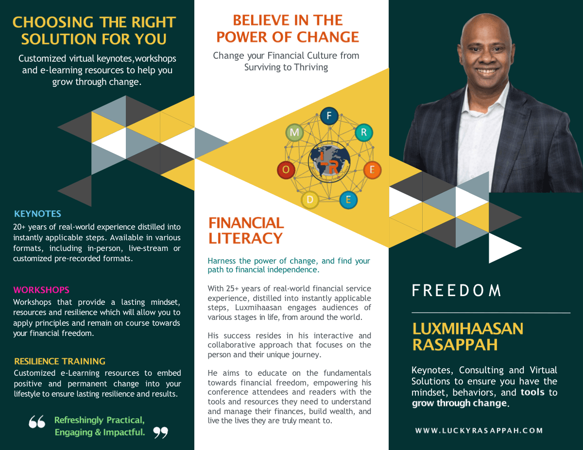 Trifold Brochure preview — Lucky Rasappah Financial Literacy
